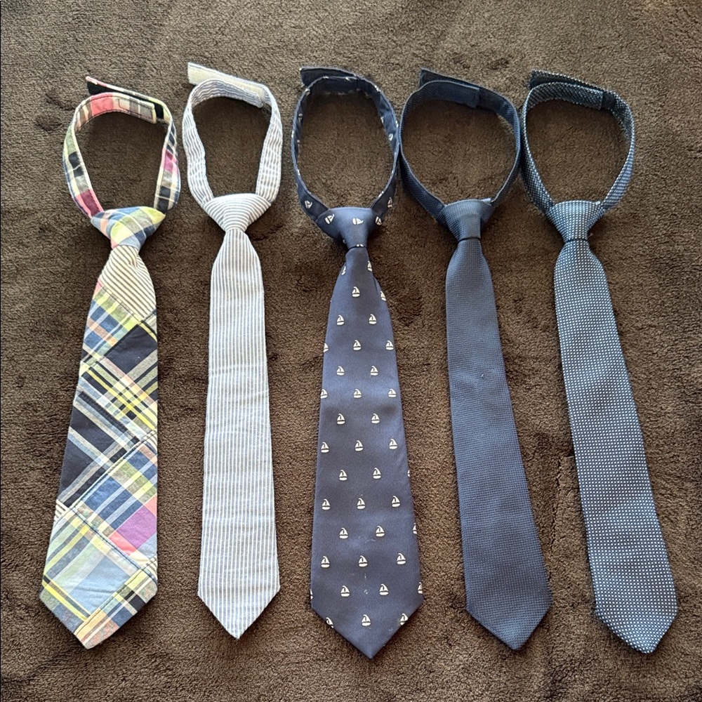 Gymboree Boys Neck Ties Multi-Color Set - Plaid, Stripes, Navy, Blue